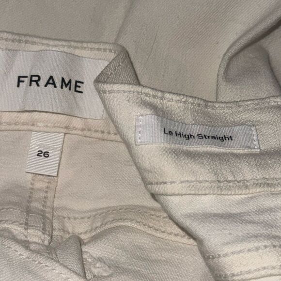 New Frame Le High Straight Cascade Hem Off White Size 26 - Picture 14 of 16